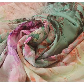Sanskriti Vintage Saree Blend Georgette Printed Sari Craft 5 Yard Decor Fabric 4