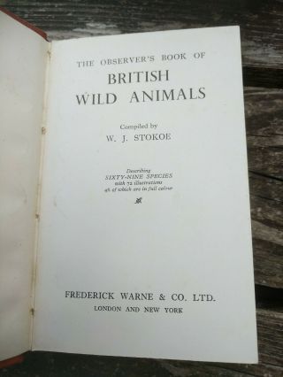 The Observer ' s Book Of British Wild Animals 1st Edition 3