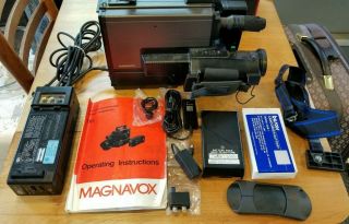 Vintage Magnavox Vhs Video Movie Maker Vr8290gy01 Camcorder Video Camera Bundle