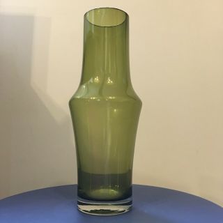Vintage Retro Scandi Glass Vase Riihimaki Glass Lasi Oy Green