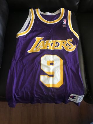 Vintage Nick Van Exel Los Angeles Lakers Authentic Nba Jersey Champion Size 36