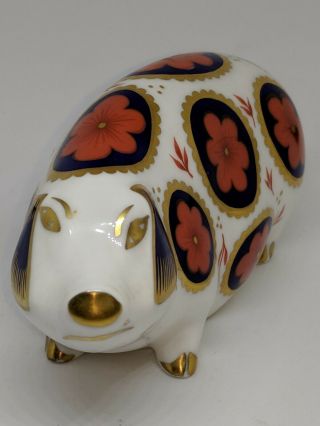 Vintage Paperweight Pig By Royal Crown Derby In The Imari Style