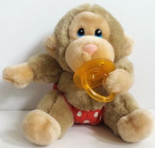 Russ Vintage Baby Chee Chee Monkey 7 " Plush Pacifier Diaper Stuffed Animal Euc