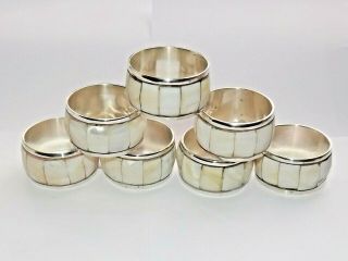 Vintage Set Of 6 (7) Mother Of Pearl Napkin Rings