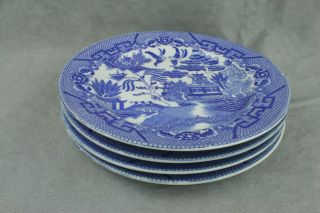 Four Vintage Blue Willow Plates - Made In Occupied Japan - 8 "