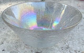 Vintage Anchor Hocking Soreno Aurora Rainbow Glass Bowl 11 1/2 " Punch Serving