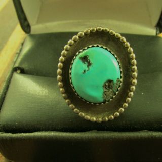 Vintage Southwest Turquoise Ring Large Size 12 Sterling