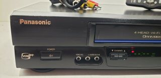 PANASONIC VCR HiFi 4 Head VHS Player PV - V4611 with Remote and Cables - 2