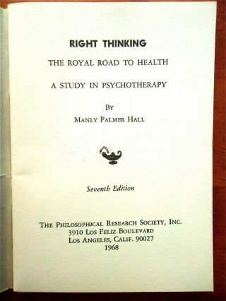Right Thinking by Manly P.  Hall pb 1968 7th ed VG 2