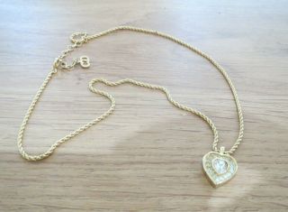 Vintage Christian Dior Necklace Gold Tone Pretty Heart Shape Signed C D Germany