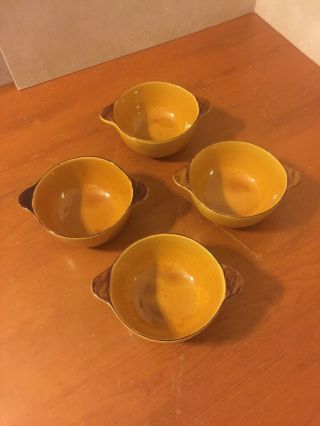 4 Vintage Provence Yellow Brown Comme Terre Made In France Mini Dish/bowls