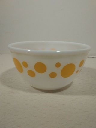 Vintage Unsigned Pyrex Yellow Polka Dot Nesting Mixing Bowl Small 2.  5 Cups