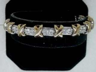 Vintage Sterling Silver 18kt Gold Plated Cubic Zirconia Bracelet