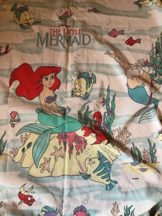 Vintage The Little Mermaid Twin Bed Sheet Fitted Ariel Disney Bedding Great Cond