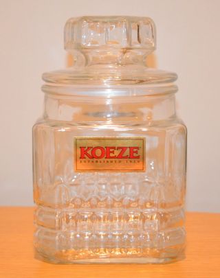Vintage Koeze Glass Countertop Apothecary Jar With Lid