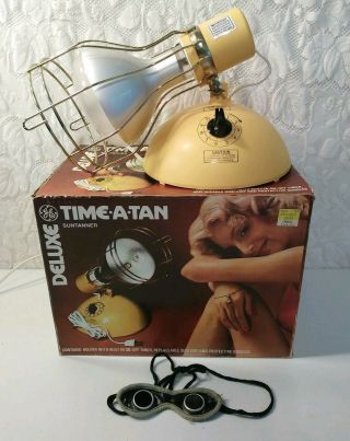 1977 Vintage Ge Deluxe Time - A - Tan Suntanner Lamp Rsk - 6 & Bulb Tanner