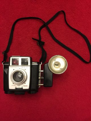 Vintage Kodak Brownie Twin 20 Camera.  Supermite Flash And Strap.