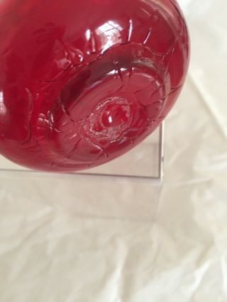 RUBY RED CRACKLE GLASS CRUET MINI EWER WEST VIRGINIA ART GLASS VINTAGE MCM 5