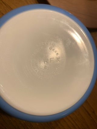 Vintage Pyrex 1 Quart Casserole 473 in Snowflake Garland Blue with Lid 3
