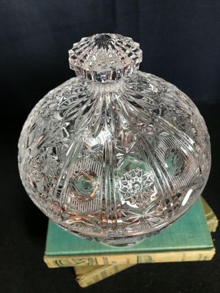 Vintage Large Cut Lead CRYSTAL CANDY DISH COMPOTE with LID Wedding Decor B14 3