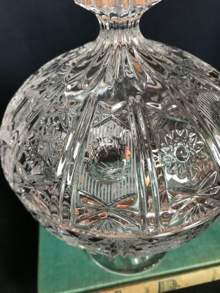 Vintage Large Cut Lead CRYSTAL CANDY DISH COMPOTE with LID Wedding Decor B14 4