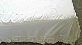 Vintage Dust Ruffle Bed Skirt White Full Size Cotton Crochet Border 16 " Drop