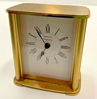 Tiffany & Co Portfolio Desk Clock Germany Brass Quartz Vintage