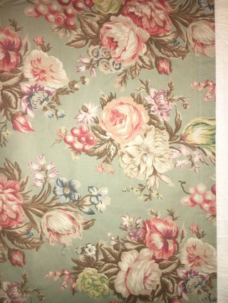 Ralph Lauren Charlotte Queen Flat Sheet Vintage Sage Green Floral 90’s