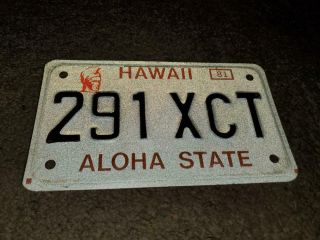 Vintage License Plate Hawaii Aloha State 1981 Motorcycle Plate 291 Xct