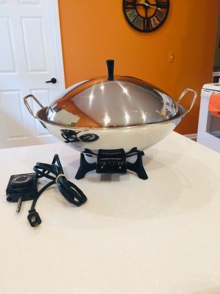 Vintage Farberware Electric Wok Stainless Steel 303 With Perfect Heat Control