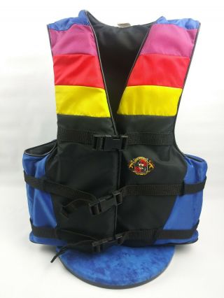 Vintage Stearns Life Jacket Boating Ski Vest Multicolored Adult Small 36 - 38 Euc
