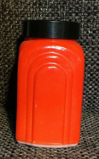 Vintage McKee Red Salt Shaker Roman Arch Black “S” Lid 3 5/8” 4