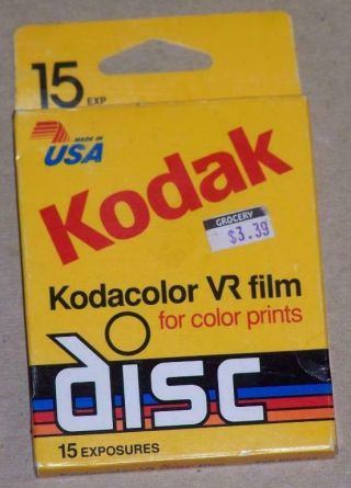 Vintage Kodak Kodacolor Vr Disc Film,  15 Exposures,  July 1991,  Nib,