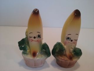 Vintage Set Of Japan Anthromorphic Winking Banana S&p Shakers