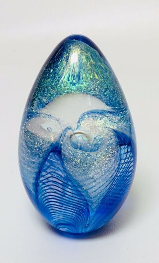 Vintage GLASS EYE STUDIO GES 99 Art Glass EGG Shaped Flower PAPERWEIGHT Lily 3