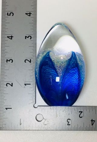 Vintage GLASS EYE STUDIO GES 99 Art Glass EGG Shaped Flower PAPERWEIGHT Lily 7