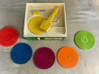 Vintage Fisher Price Sesame Street Record Player With 5 Records 995n 1984