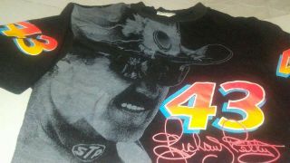 VTG 90s 1992 Richard Petty THE KING All Over Print Black Single Stitch T - Shirt L 2