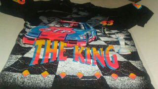 VTG 90s 1992 Richard Petty THE KING All Over Print Black Single Stitch T - Shirt L 4