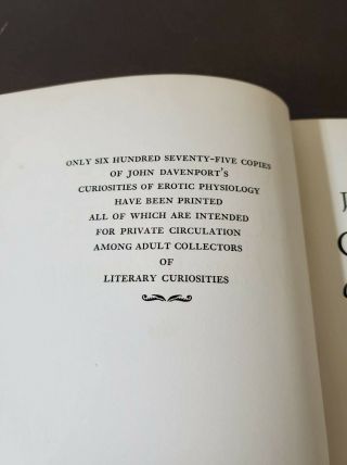 (First Edition) 1932,  CURIOSITIES OF EROTIC PHYSIOLOGY by John Davenport. 7