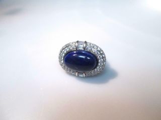 Vintage Sterling Blue Lapis And Clear Cz 