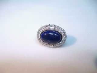 VINTAGE STERLING BLUE LAPIS AND CLEAR CZ ' S RING SIZE 7.  5 3
