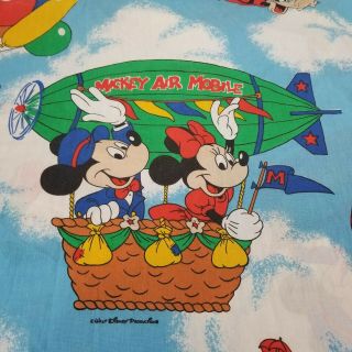Vintage Disney Mickey Mouse Hot Air Balloon Twin Sheet Fitted With Friends Usa