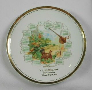 Vtg Calendar Plate F C Boland & Son Footware Chicago Heights Ill Il 1912 Hunting