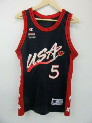 Authentic Vtg 90s Champion Grant Hill 5 Dream Team Usa Basketball Jersey Sz 40