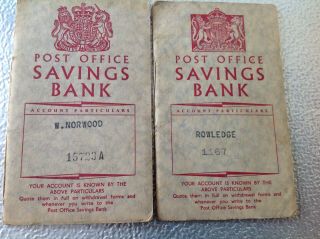 2 X Post Office Savings Bank Books 1956 - 58