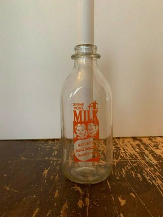 Vintage Anderson Erickson Dairy One Quart Glass Milk Bottle Des Moines Iowa