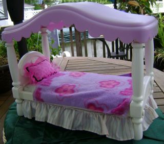 Little Tikes My Size Canopy Bed Dust Ruffle Dollhouse Furniture Barbie Vintage