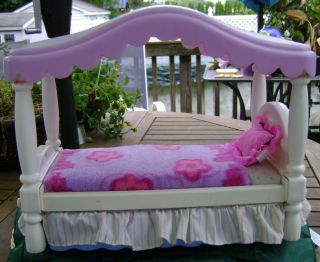 Little Tikes My Size Canopy Bed Dust Ruffle Dollhouse Furniture Barbie Vintage 2