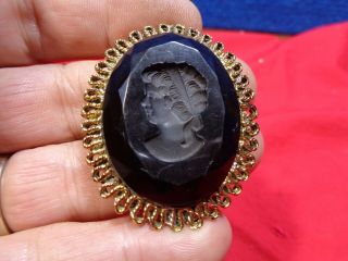 Vintage Cameo Mourning Jewelry Pin Brooch & Earrings 2